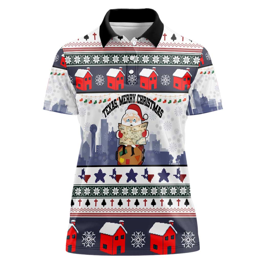 Texas Santa Christmas Women Polo Shirt Xmas Holiday Patterns - Wonder Print Shop