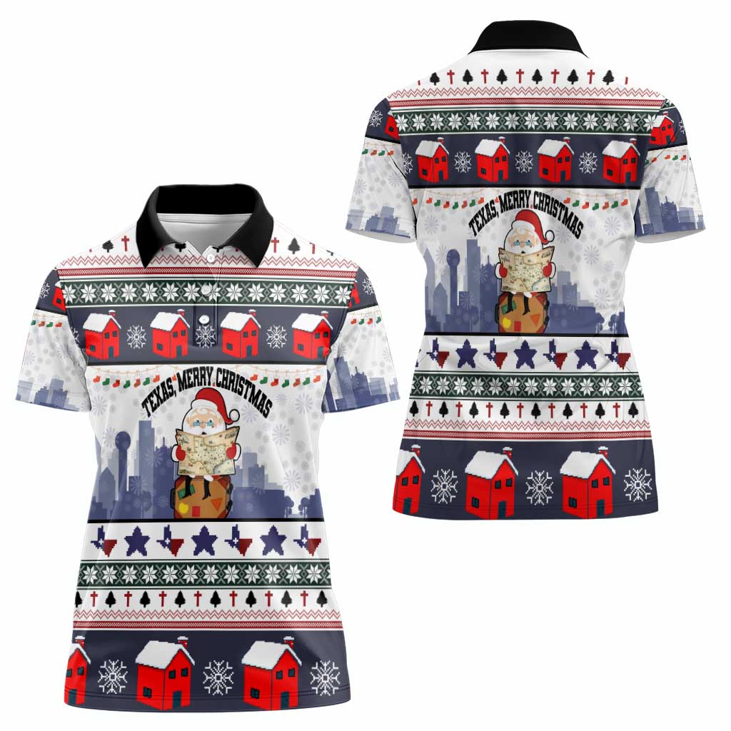 Texas Santa Christmas Women Polo Shirt Xmas Holiday Patterns - Wonder Print Shop