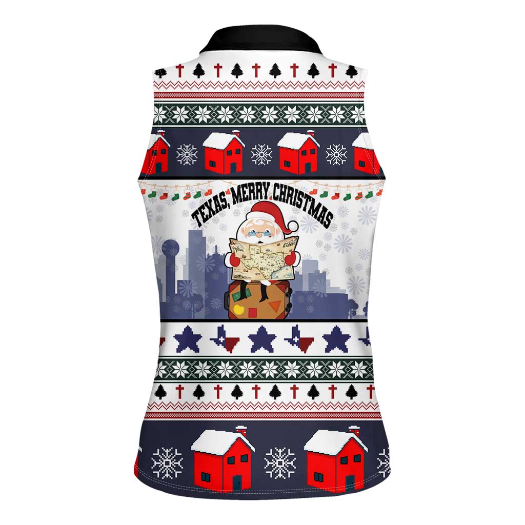Texas Santa Christmas Women Sleeveless Polo Shirt Xmas Holiday Patterns - Wonder Print Shop