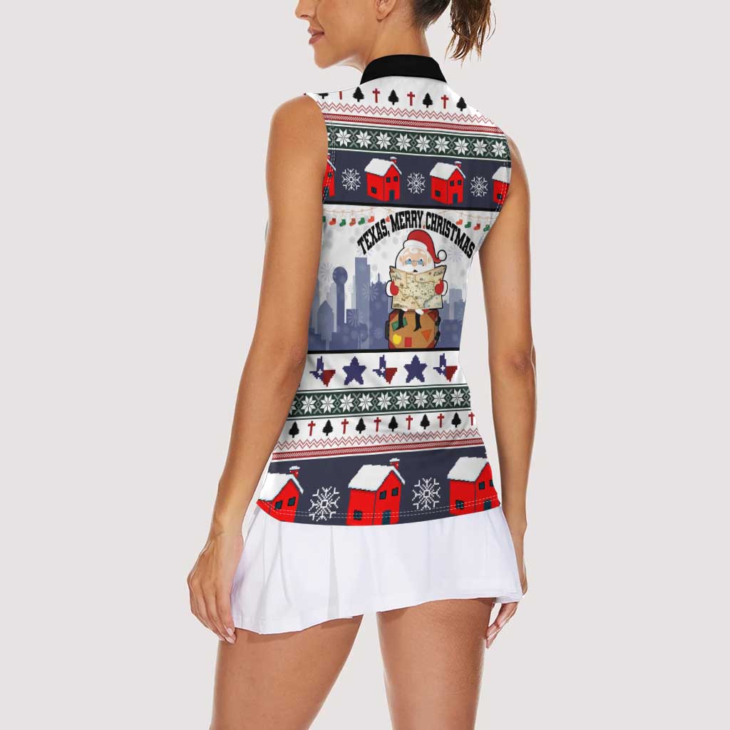 Texas Santa Christmas Women Sleeveless Polo Shirt Xmas Holiday Patterns - Wonder Print Shop