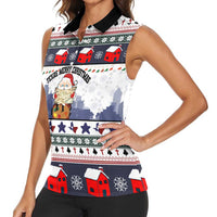 Texas Santa Christmas Women Sleeveless Polo Shirt Xmas Holiday Patterns - Wonder Print Shop