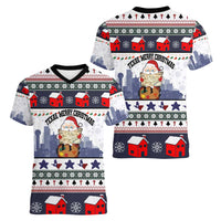Texas Santa Christmas Women V-Neck T-Shirt Xmas Holiday Patterns - Wonder Print Shop