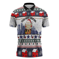Texas Santa Christmas Zipper Polo Shirt Xmas Holiday Patterns - Wonder Print Shop
