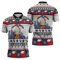 Texas Santa Christmas Zipper Polo Shirt Xmas Holiday Patterns - Wonder Print Shop