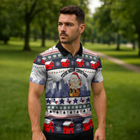 Texas Santa Christmas Zipper Polo Shirt Xmas Holiday Patterns - Wonder Print Shop
