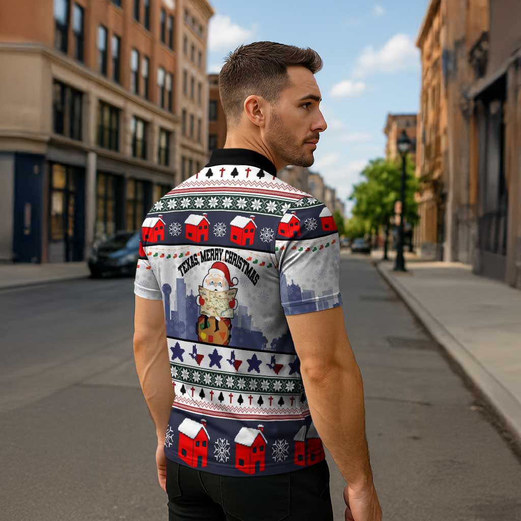 Texas Santa Christmas Zipper Polo Shirt Xmas Holiday Patterns - Wonder Print Shop