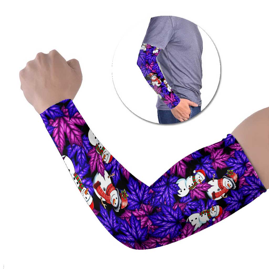 Christmas Snowman Leaves Arm Sleeves Xmas Holiday Patterns - Wonder Print Shop