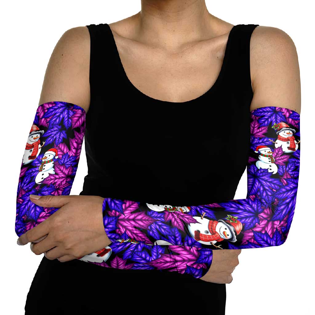 Christmas Snowman Leaves Arm Sleeves Xmas Holiday Patterns - Wonder Print Shop