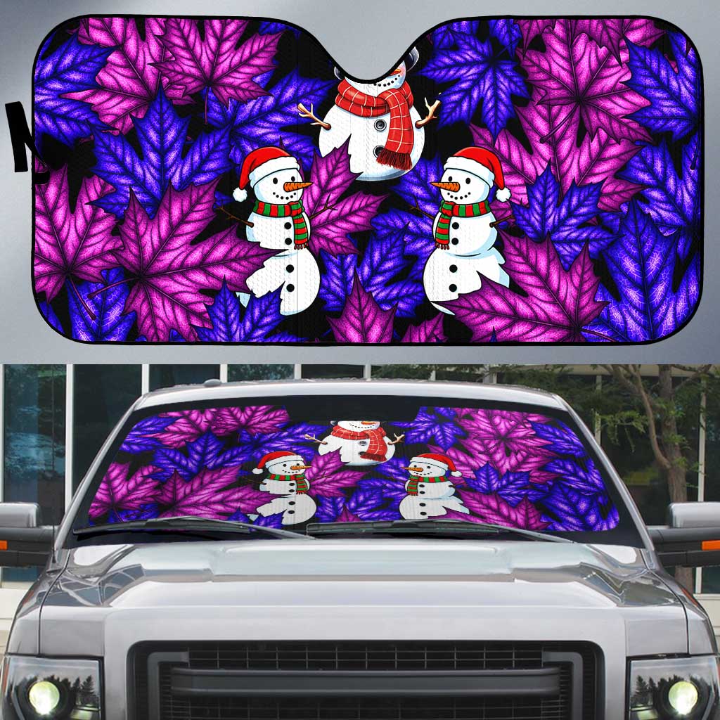Christmas Snowman Leaves Auto Sun Shade Xmas Holiday Patterns - Wonder Print Shop