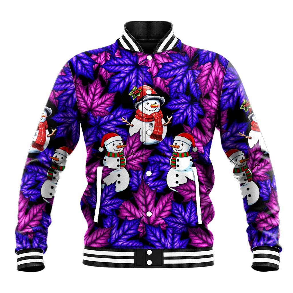 Christmas Snowman Leaves Baseball Jacket Xmas Holiday Patterns - Wonder Print Shop