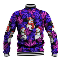 Christmas Snowman Leaves Baseball Jacket Xmas Holiday Patterns - Wonder Print Shop