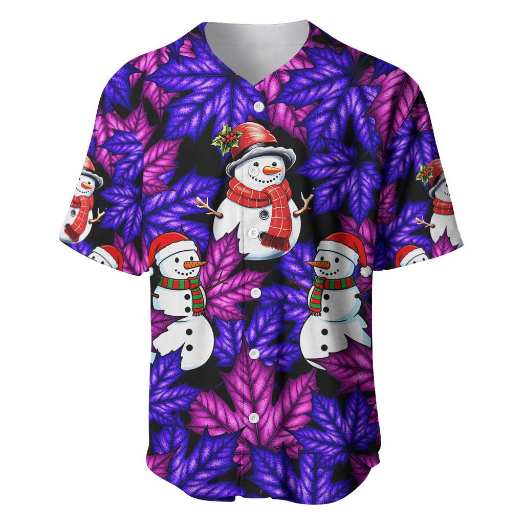 Christmas Snowman Leaves Baseball Jersey Xmas Holiday Patterns - Wonder Print Shop