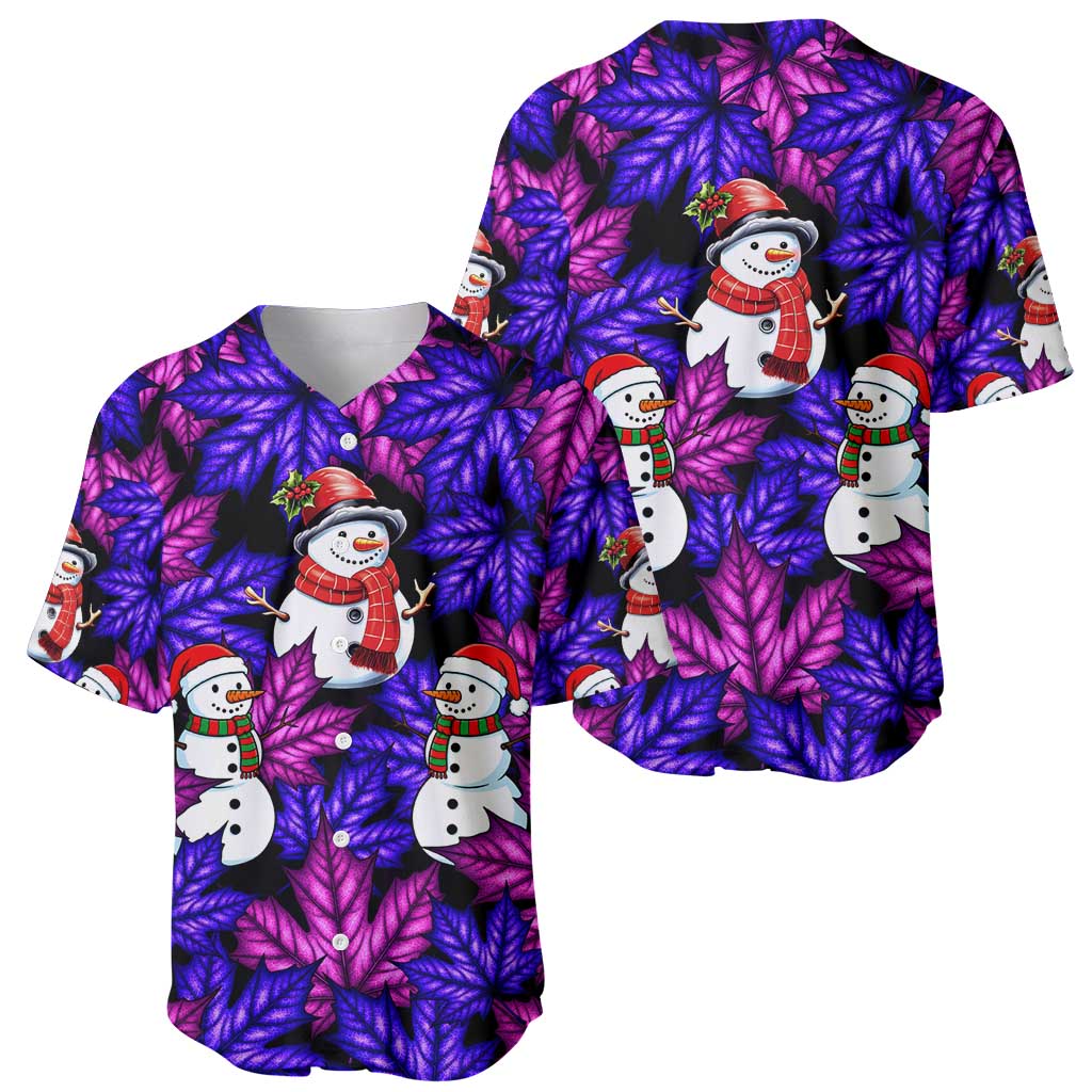 Christmas Snowman Leaves Baseball Jersey Xmas Holiday Patterns - Wonder Print Shop