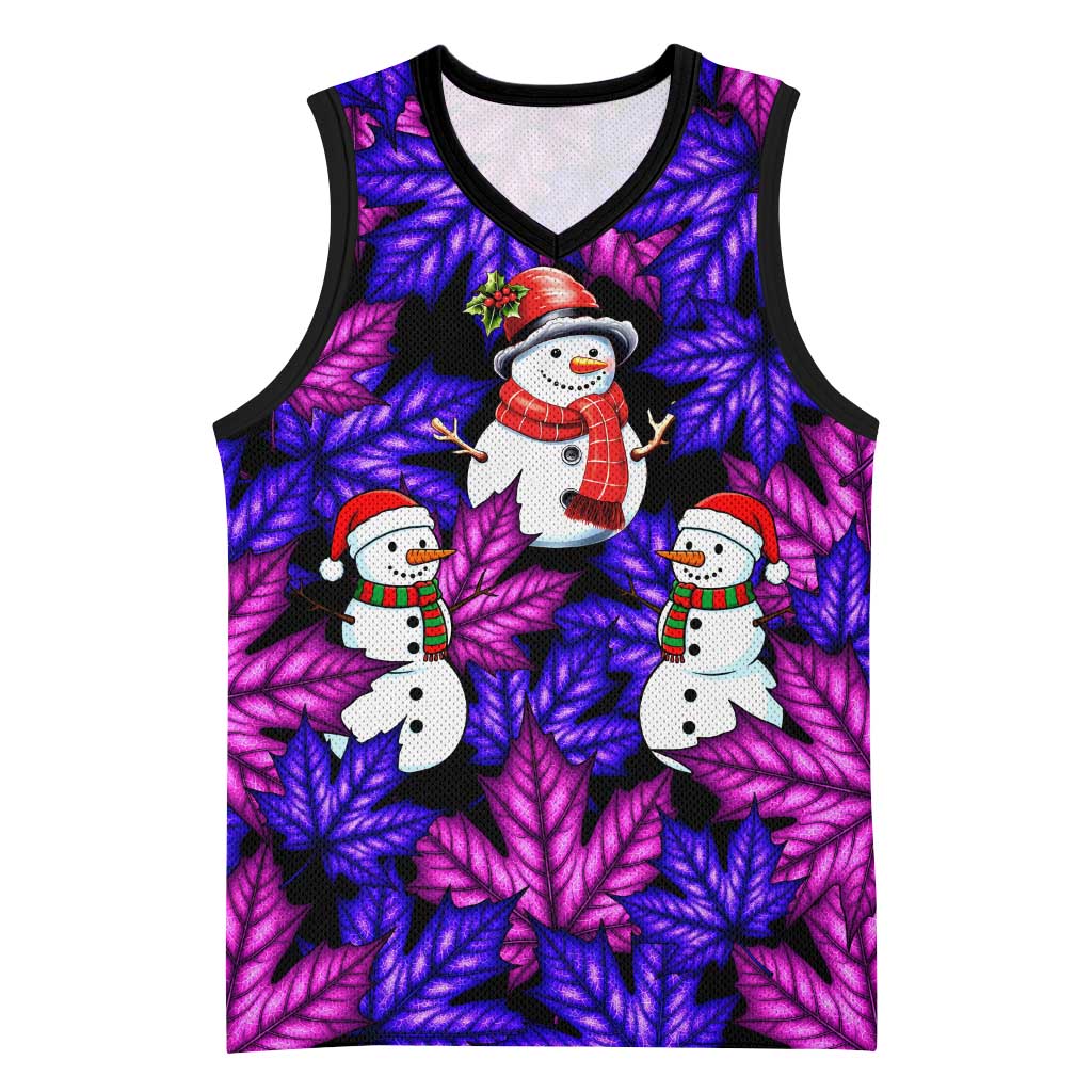 Christmas Snowman Leaves Basketball Jersey Xmas Holiday Patterns - Wonder Print Shop