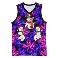 Christmas Snowman Leaves Basketball Jersey Xmas Holiday Patterns - Wonder Print Shop