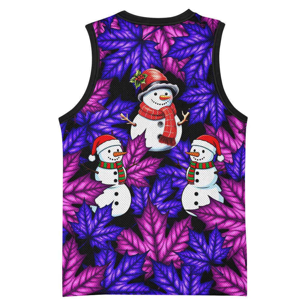 Christmas Snowman Leaves Basketball Jersey Xmas Holiday Patterns - Wonder Print Shop