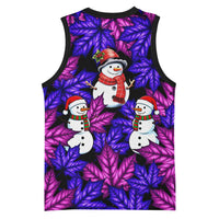 Christmas Snowman Leaves Basketball Jersey Xmas Holiday Patterns - Wonder Print Shop