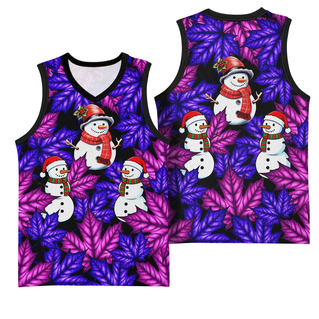 Christmas Snowman Leaves Basketball Jersey Xmas Holiday Patterns - Wonder Print Shop