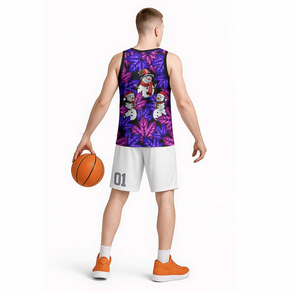 Christmas Snowman Leaves Basketball Jersey Xmas Holiday Patterns - Wonder Print Shop