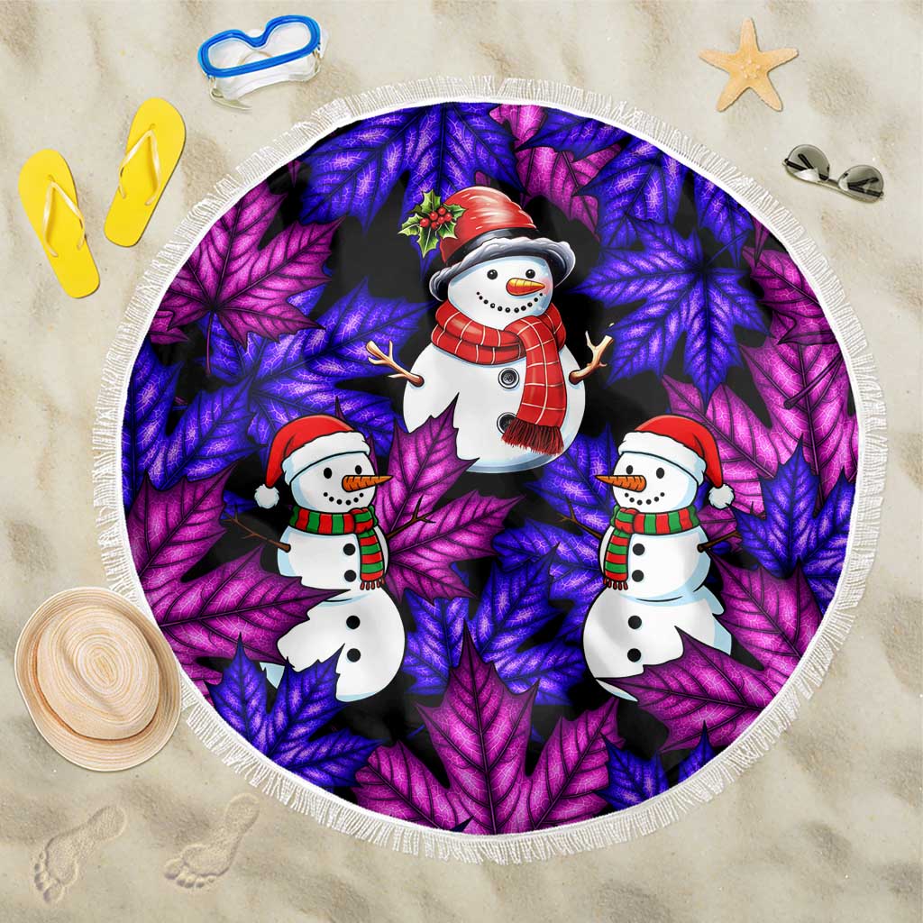 Christmas Snowman Leaves Beach Blanket Xmas Holiday Patterns - Wonder Print Shop