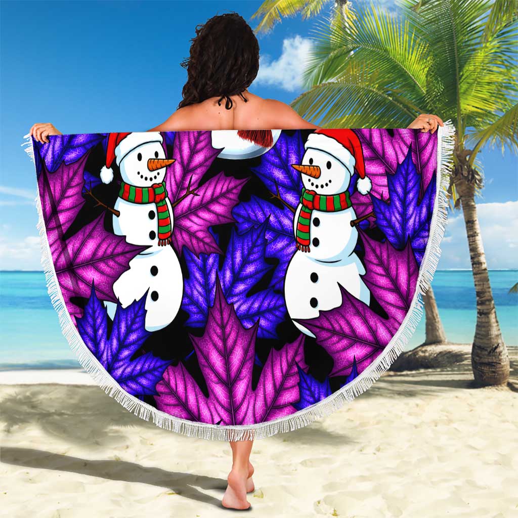 Christmas Snowman Leaves Beach Blanket Xmas Holiday Patterns - Wonder Print Shop