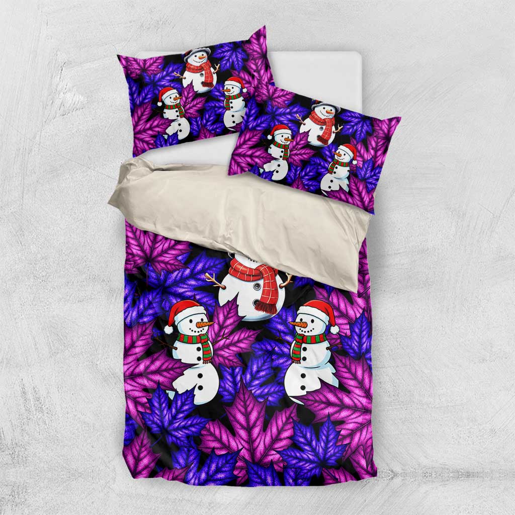 Christmas Snowman Leaves Bedding Set Xmas Holiday Patterns - Wonder Print Shop