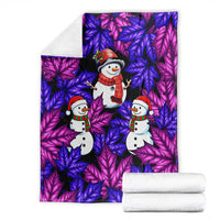 Christmas Snowman Leaves Blanket Xmas Holiday Patterns - Wonder Print Shop