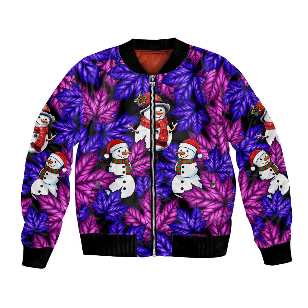 Christmas Snowman Leaves Bomber Jacket Xmas Holiday Patterns - Wonder Print Shop