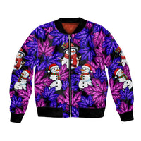 Christmas Snowman Leaves Bomber Jacket Xmas Holiday Patterns - Wonder Print Shop