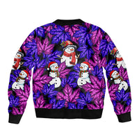 Christmas Snowman Leaves Bomber Jacket Xmas Holiday Patterns - Wonder Print Shop