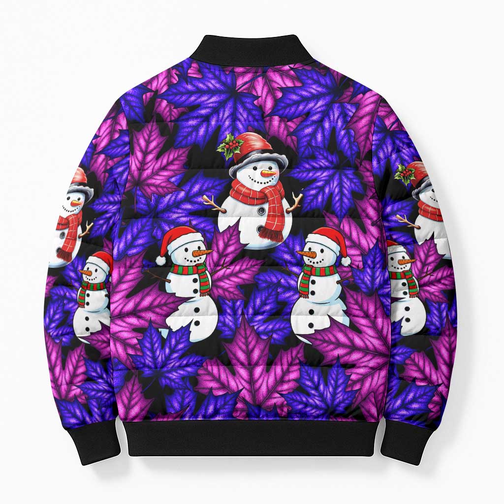 Christmas Snowman Leaves Bomber Puffer Jacket Xmas Holiday Patterns - Wonder Print Shop