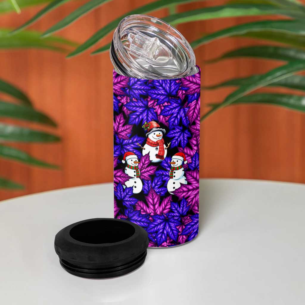 Christmas Snowman Leaves 4 in 1 Can Cooler Tumbler Xmas Holiday Patterns - Wonder Print Shop