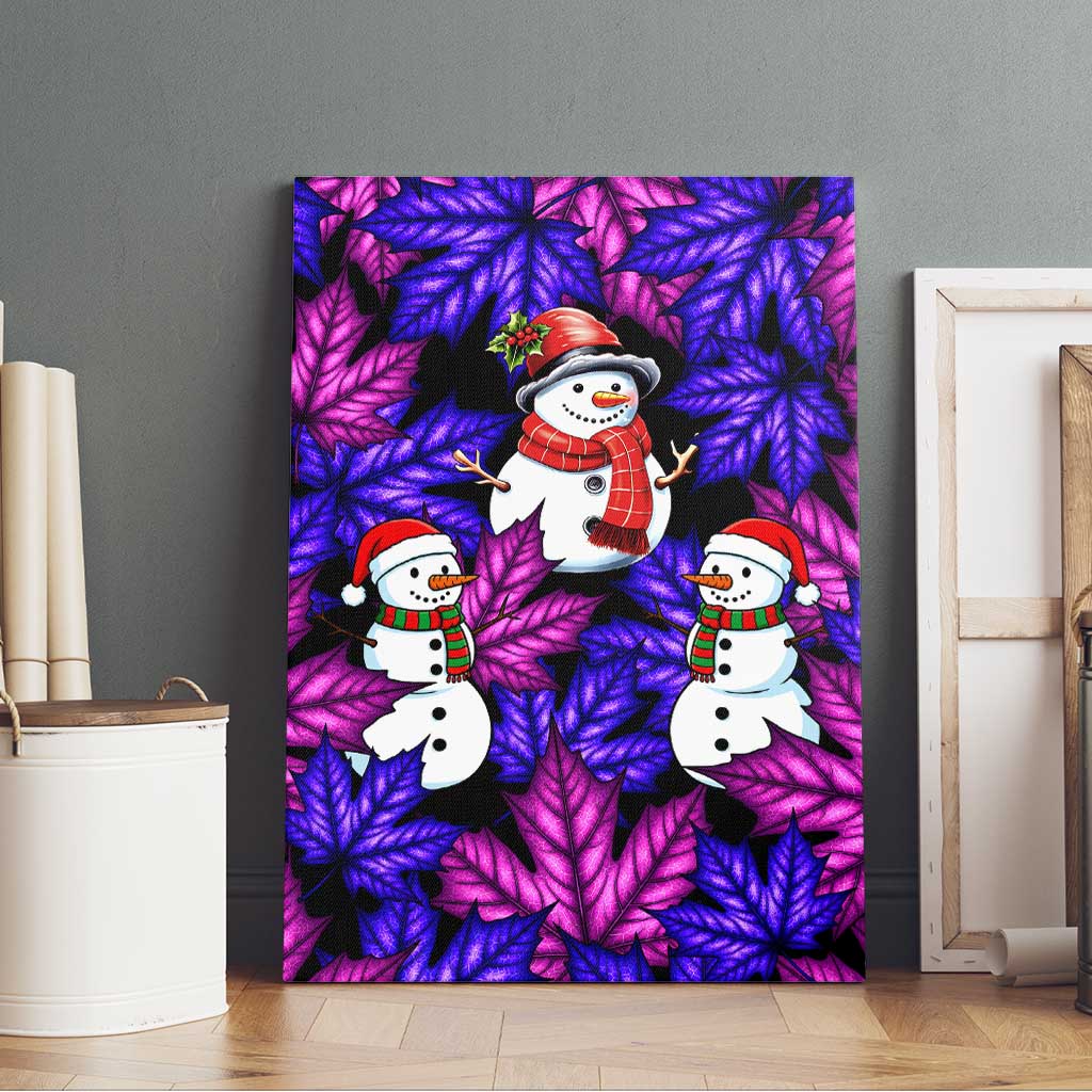 Christmas Snowman Leaves Canvas Wall Art Xmas Holiday Patterns - Wonder Print Shop