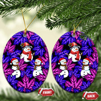 Christmas Snowman Leaves Ceramic Ornament Xmas Holiday Patterns - Wonder Print Shop