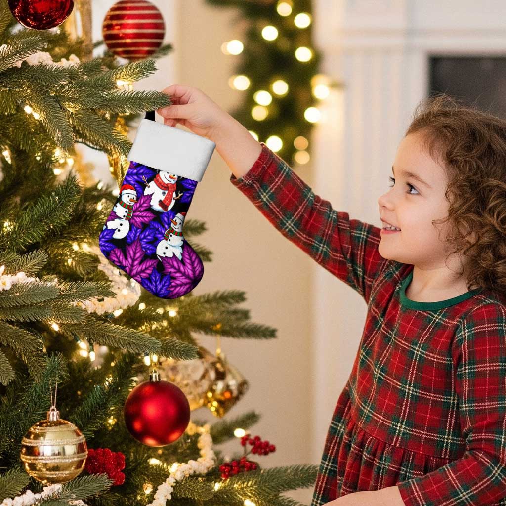 Christmas Snowman Leaves Christmas Stocking Xmas Holiday Patterns - Wonder Print Shop