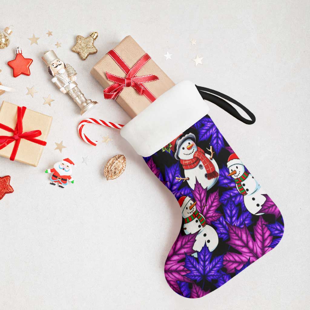 Christmas Snowman Leaves Christmas Stocking Xmas Holiday Patterns - Wonder Print Shop