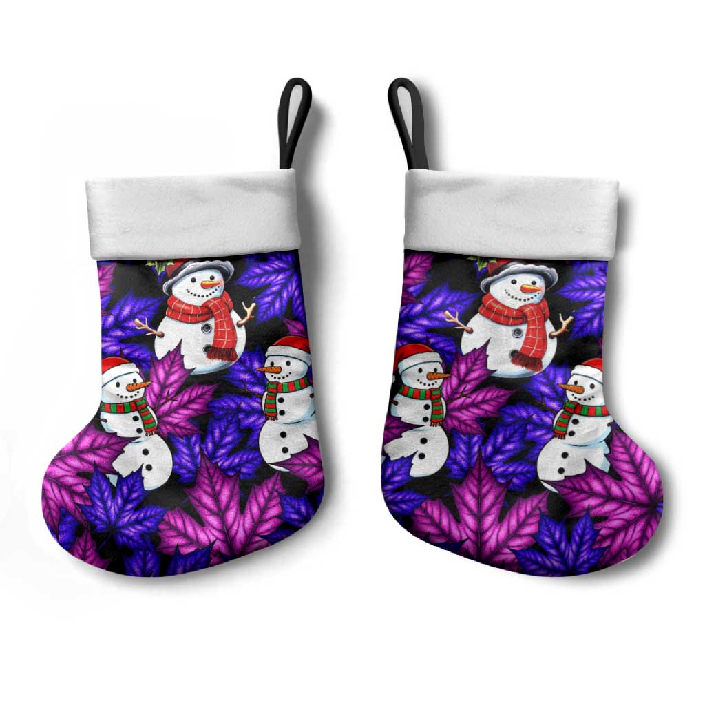 Christmas Snowman Leaves Christmas Stocking Xmas Holiday Patterns - Wonder Print Shop