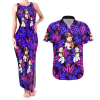 Christmas Snowman Leaves Couples Matching Tank Maxi Dress and Hawaiian Shirt Xmas Holiday Patterns - Wonder Print Shop