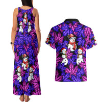 Christmas Snowman Leaves Couples Matching Tank Maxi Dress and Hawaiian Shirt Xmas Holiday Patterns - Wonder Print Shop