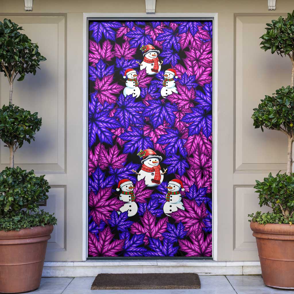 Christmas Snowman Leaves Door Cover Xmas Holiday Patterns - Wonder Print Shop