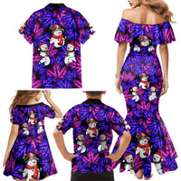 Christmas Snowman Leaves Family Matching Mermaid Dress and Hawaiian Shirt Xmas Holiday Patterns - Wonder Print Shop