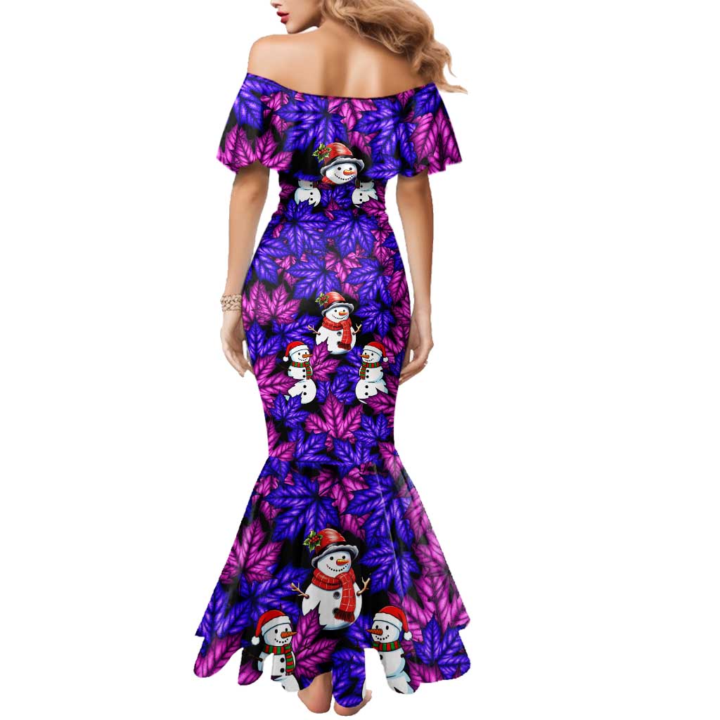 Christmas Snowman Leaves Family Matching Mermaid Dress and Hawaiian Shirt Xmas Holiday Patterns - Wonder Print Shop