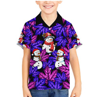 Christmas Snowman Leaves Family Matching Mermaid Dress and Hawaiian Shirt Xmas Holiday Patterns - Wonder Print Shop