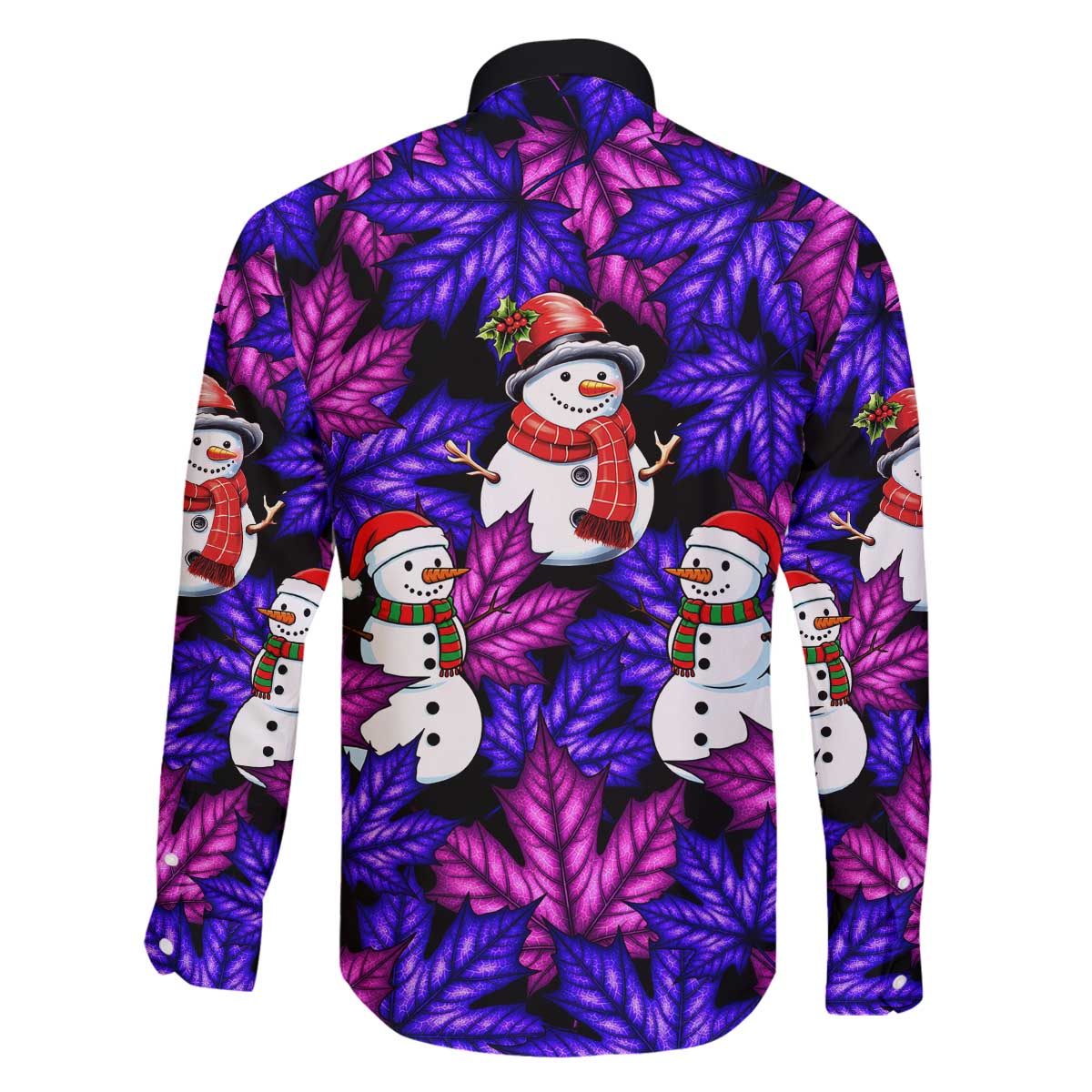 Christmas Snowman Leaves Family Matching Off The Shoulder Long Sleeve Dress and Hawaiian Shirt Xmas Holiday Patterns - Wonder Print Shop