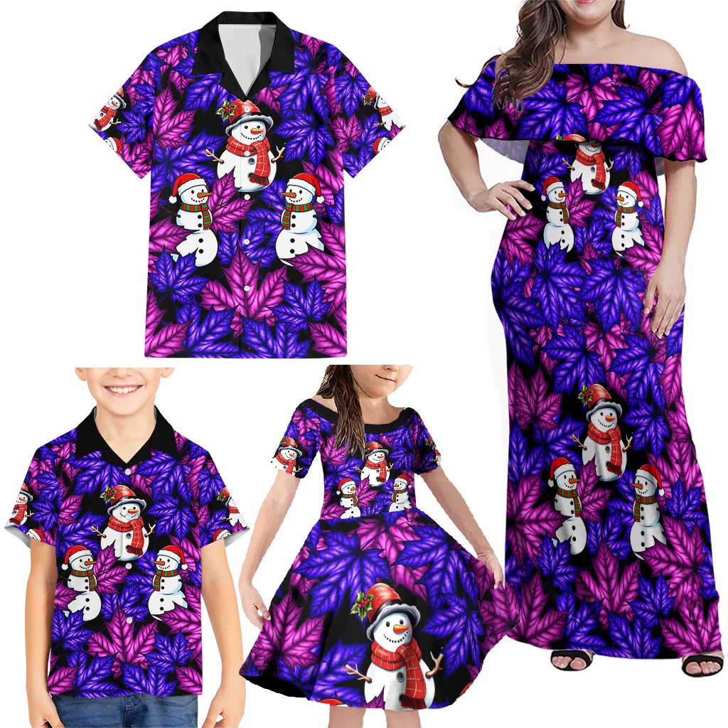 Christmas Snowman Leaves Family Matching Off Shoulder Maxi Dress and Hawaiian Shirt Xmas Holiday Patterns - Wonder Print Shop
