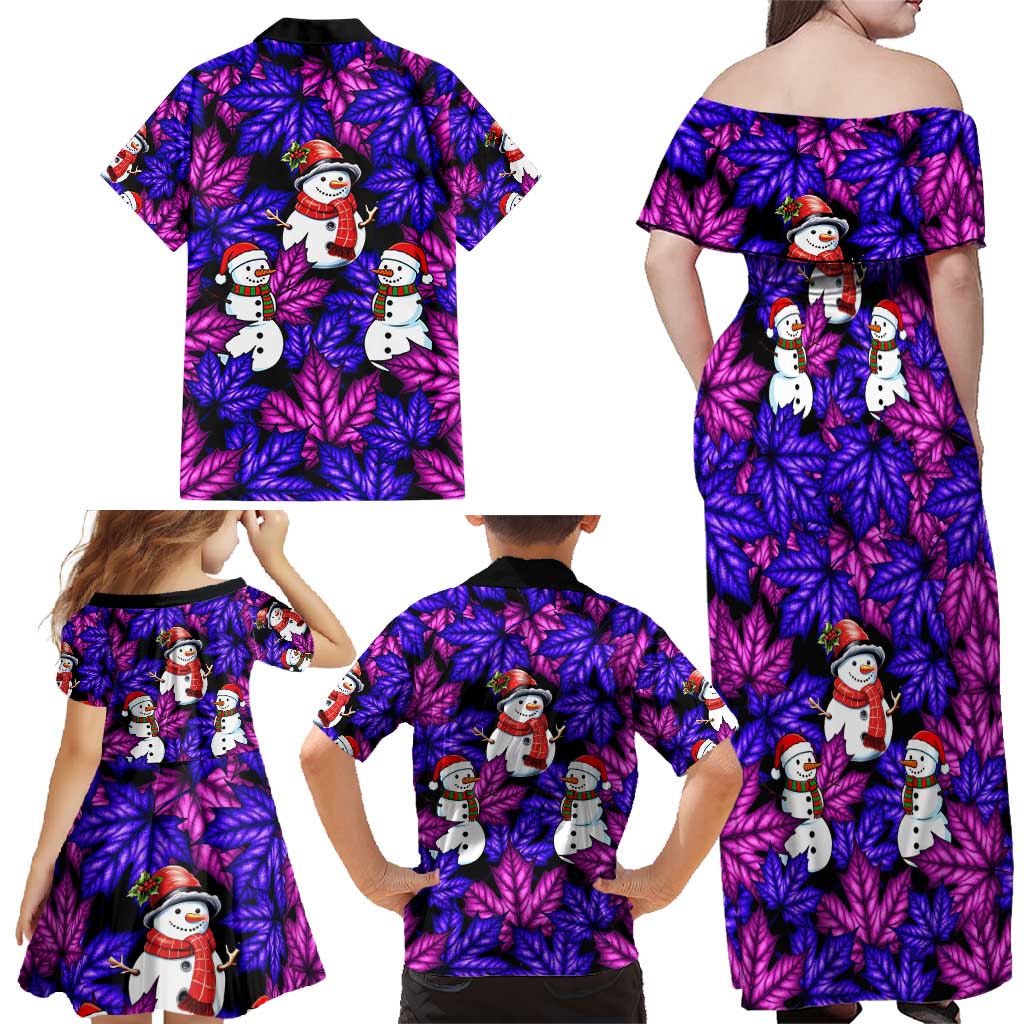Christmas Snowman Leaves Family Matching Off Shoulder Maxi Dress and Hawaiian Shirt Xmas Holiday Patterns - Wonder Print Shop