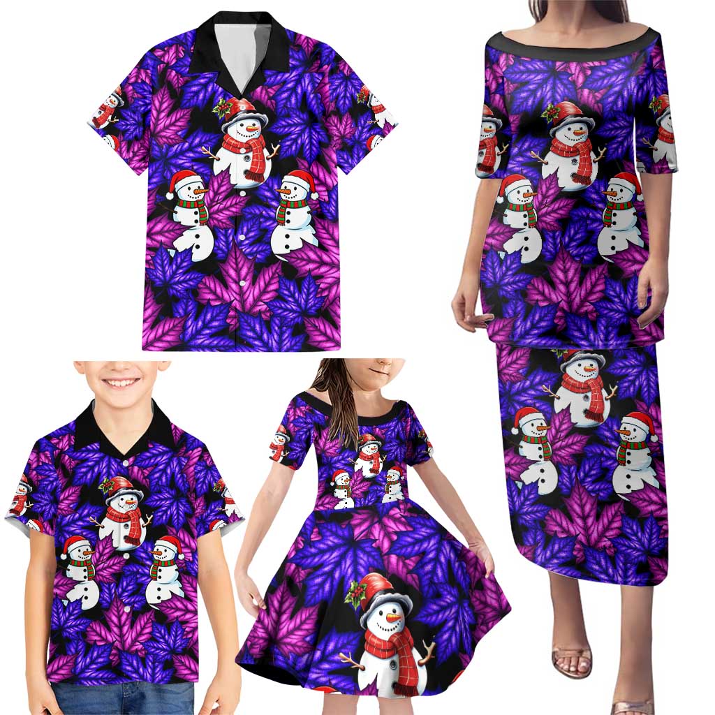 Christmas Snowman Leaves Family Matching Puletasi and Hawaiian Shirt Xmas Holiday Patterns - Wonder Print Shop