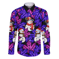 Christmas Snowman Leaves Family Matching Summer Maxi Dress and Hawaiian Shirt Xmas Holiday Patterns - Wonder Print Shop