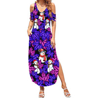 Christmas Snowman Leaves Family Matching Summer Maxi Dress and Hawaiian Shirt Xmas Holiday Patterns - Wonder Print Shop