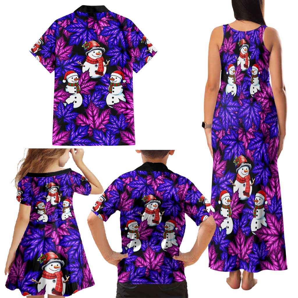 Christmas Snowman Leaves Family Matching Tank Maxi Dress and Hawaiian Shirt Xmas Holiday Patterns - Wonder Print Shop